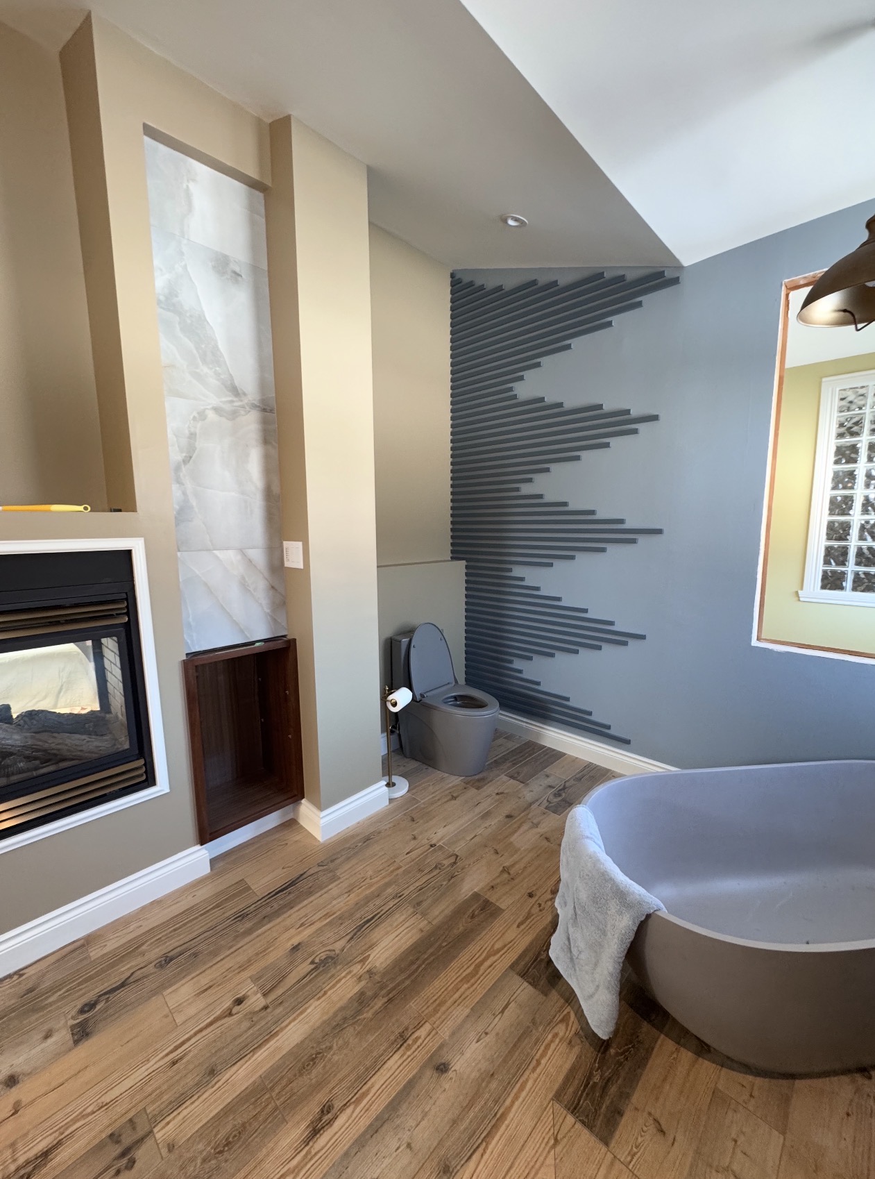 Black marble large format floor tile installation — Orleans Flooring Co., Ottawa